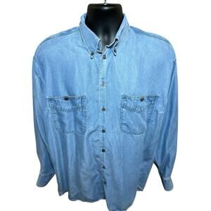 HAUPT Shirt Size Medium 15.5 39 Blue‎ Soft Tencel Chambray Button Down